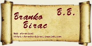 Branko Birač vizit kartica